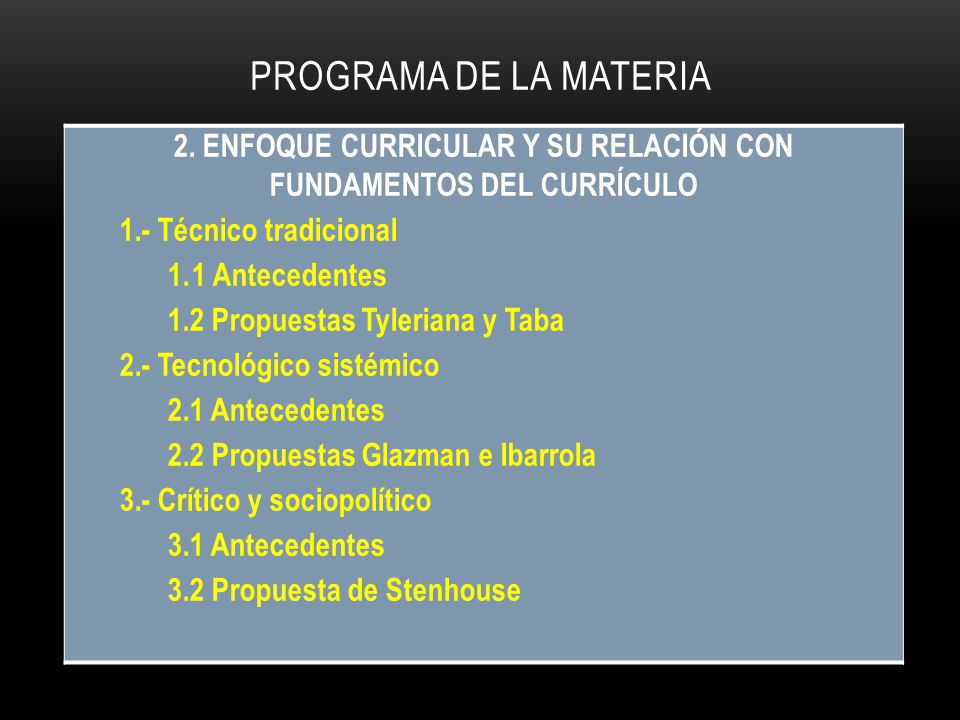 2. ENFOQUE CURRICULAR Y SU RELACIÓN CON FUNDAMENTOS DEL CURRÍCULO