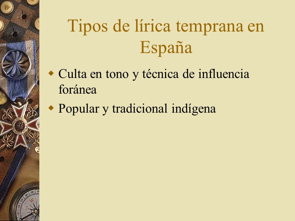 Tipos de lírica temprana en España