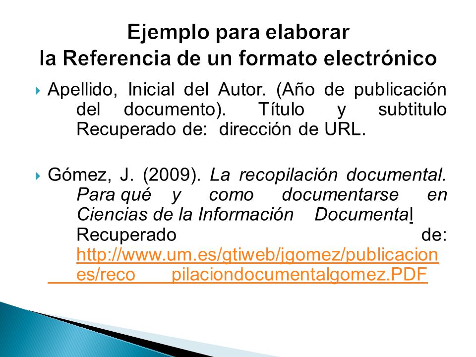 Ejemplo para elaborar la Referencia de un formato electrónico