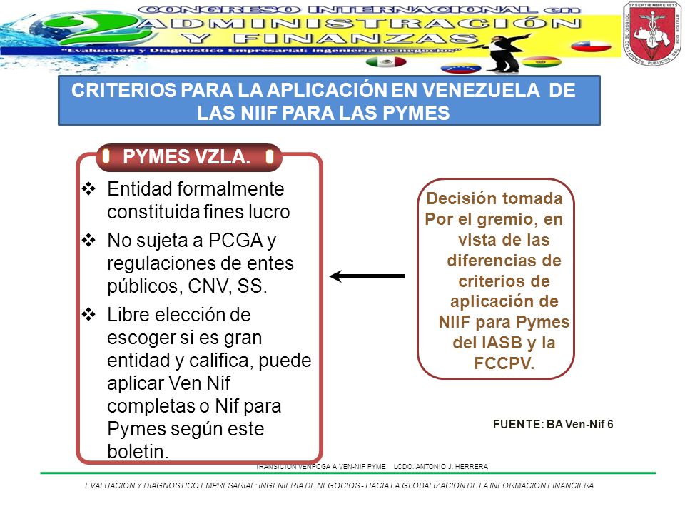 CRITERIOS PARA LA APLICACIÓN EN VENEZUELA DE LAS NIIF PARA LAS PYMES