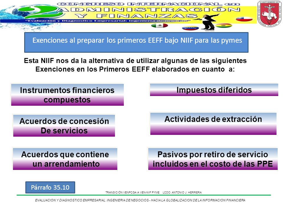 Exenciones al preparar los primeros EEFF bajo NIIF para las pymes