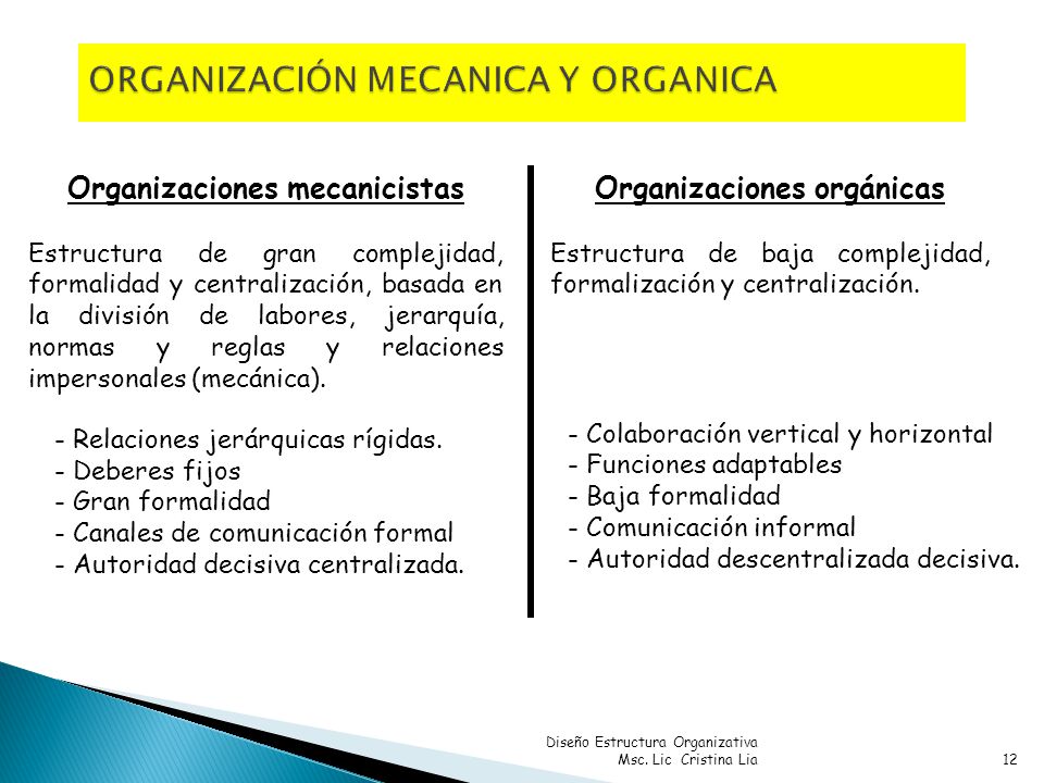 ORGANIZACIÓN MECANICA Y ORGANICA