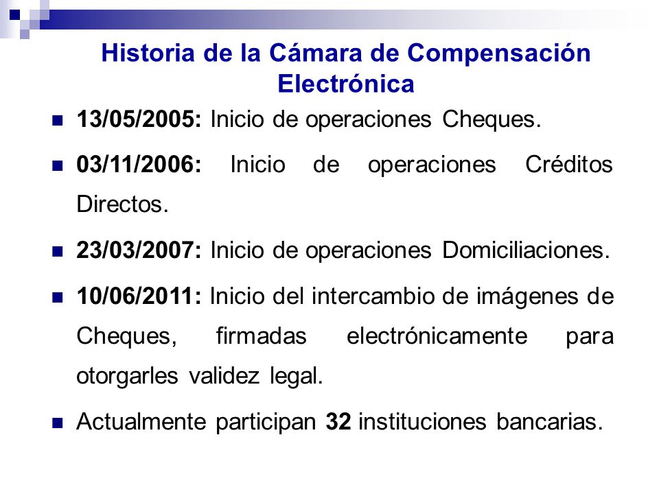 SISTEMA DE CÁMARA DE COMPENSACIÓN ELECTRÓNICA (CCE) - ppt descargar