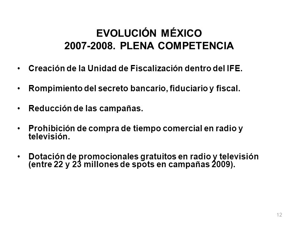EVOLUCIÓN MÉXICO PLENA COMPETENCIA