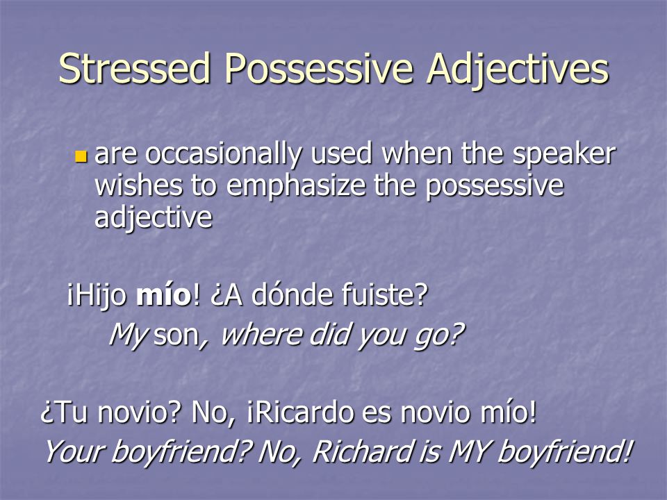 Stressed Possessive Adjectives