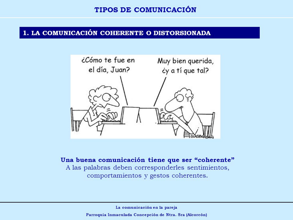 TIPOS DE COMUNICACIÓN 1. LA COMUNICACIÓN COHERENTE O DISTORSIONADA