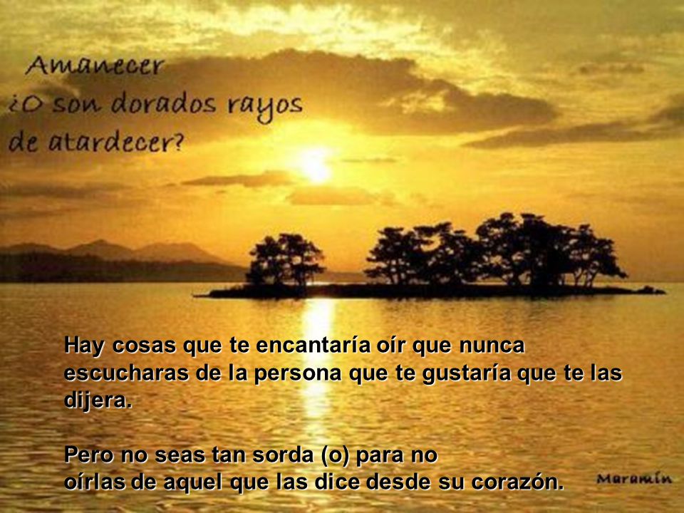 Hay cosas que te encantaría oír que nunca escucharas de la persona que te gustaría que te las dijera.