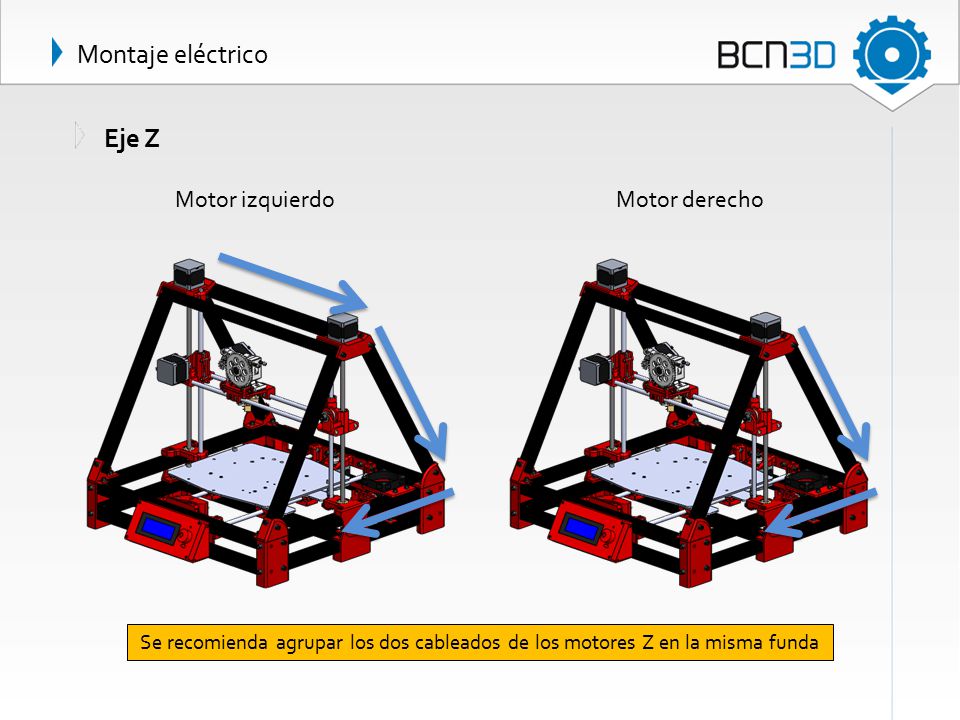 Montaje eléctrico Eje Z Motor izquierdo Motor derecho