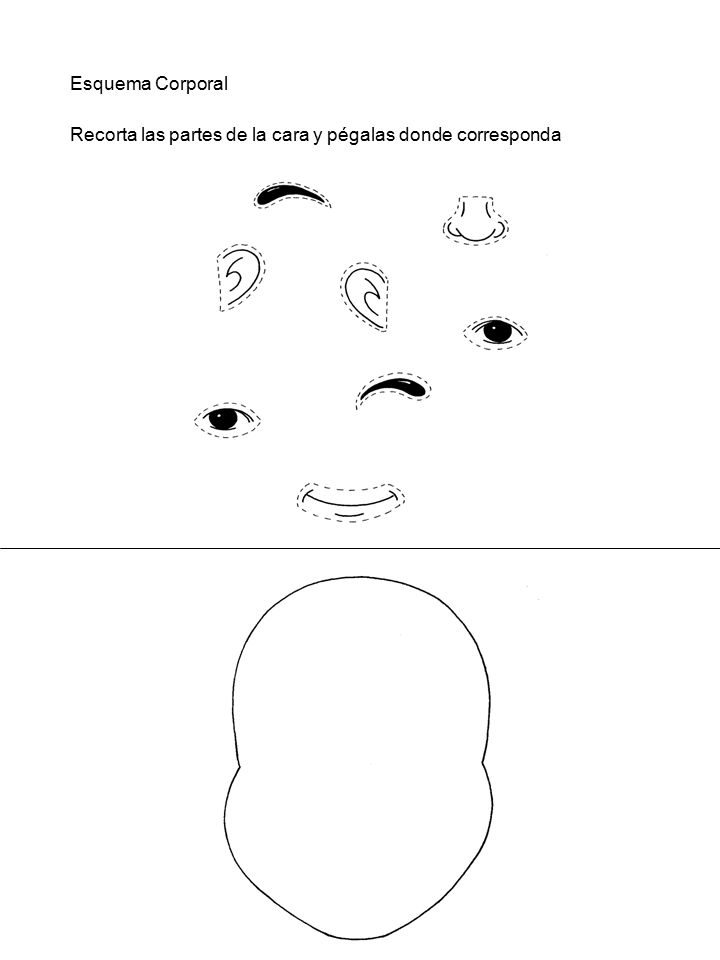Esquema Corporal Recorta las partes de la cara y pégalas donde corresponda