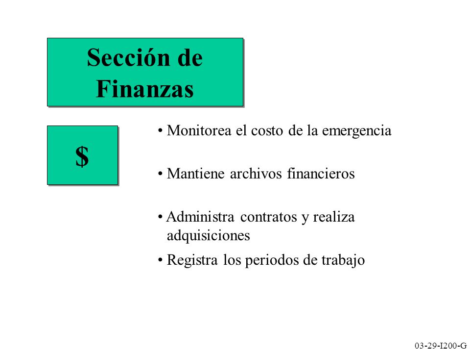$ Sección de Finanzas • Monitorea el costo de la emergencia