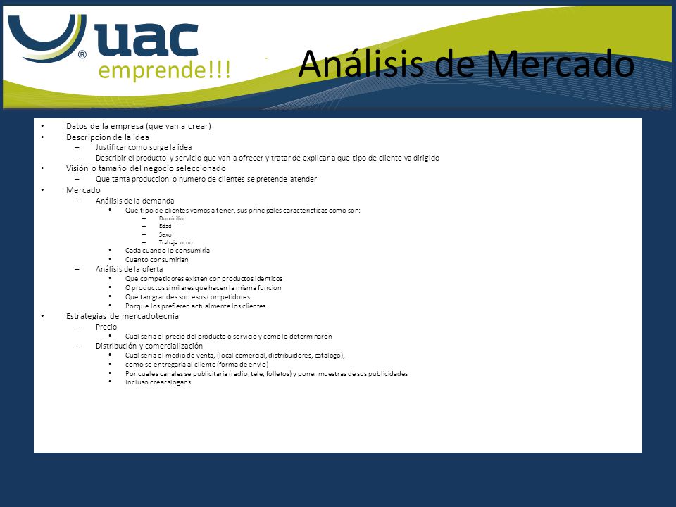 Análisis de Mercado Datos de la empresa (que van a crear)