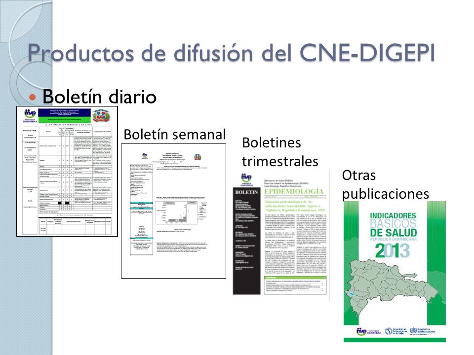 Productos de difusión del CNE-DIGEPI