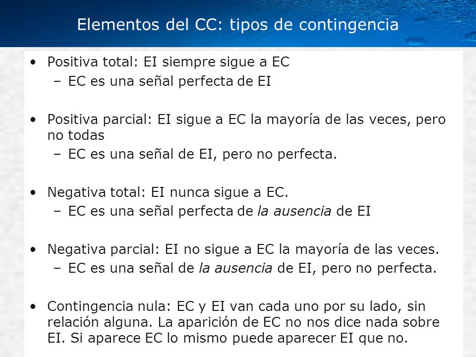 Elementos del CC: tipos de contingencia