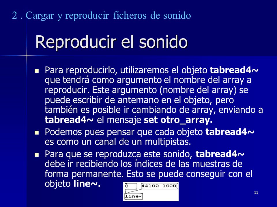 Reproducir el sonido 2 . Cargar y reproducir ficheros de sonido