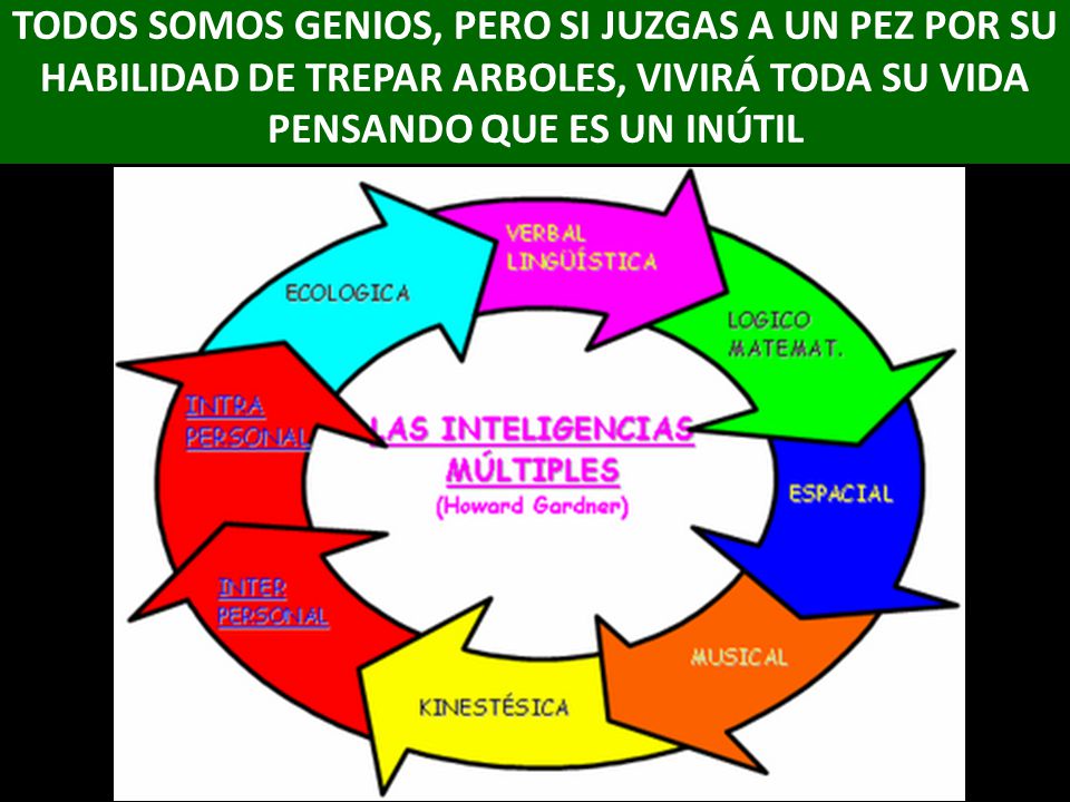 TODOS SOMOS GENIOS, PERO SI JUZGAS A UN PEZ POR SU HABILIDAD DE TREPAR ARBOLES, VIVIRÁ TODA SU VIDA PENSANDO QUE ES UN INÚTIL