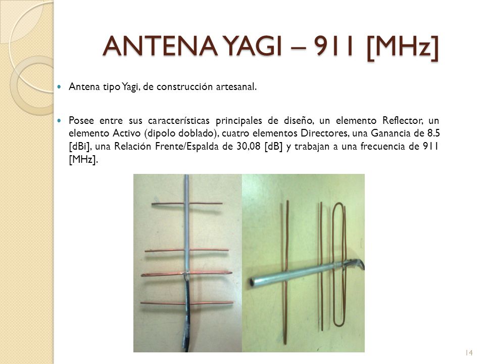 ANTENA YAGI – 911 [MHz] Antena tipo Yagi, de construcción artesanal.