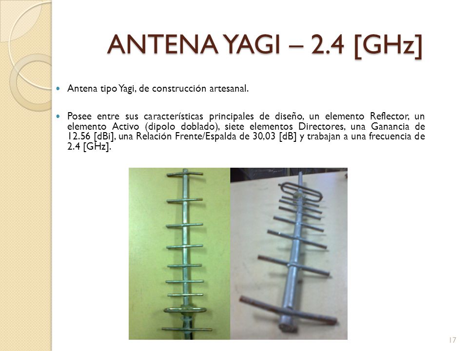 ANTENA YAGI – 2.4 [GHz] Antena tipo Yagi, de construcción artesanal.