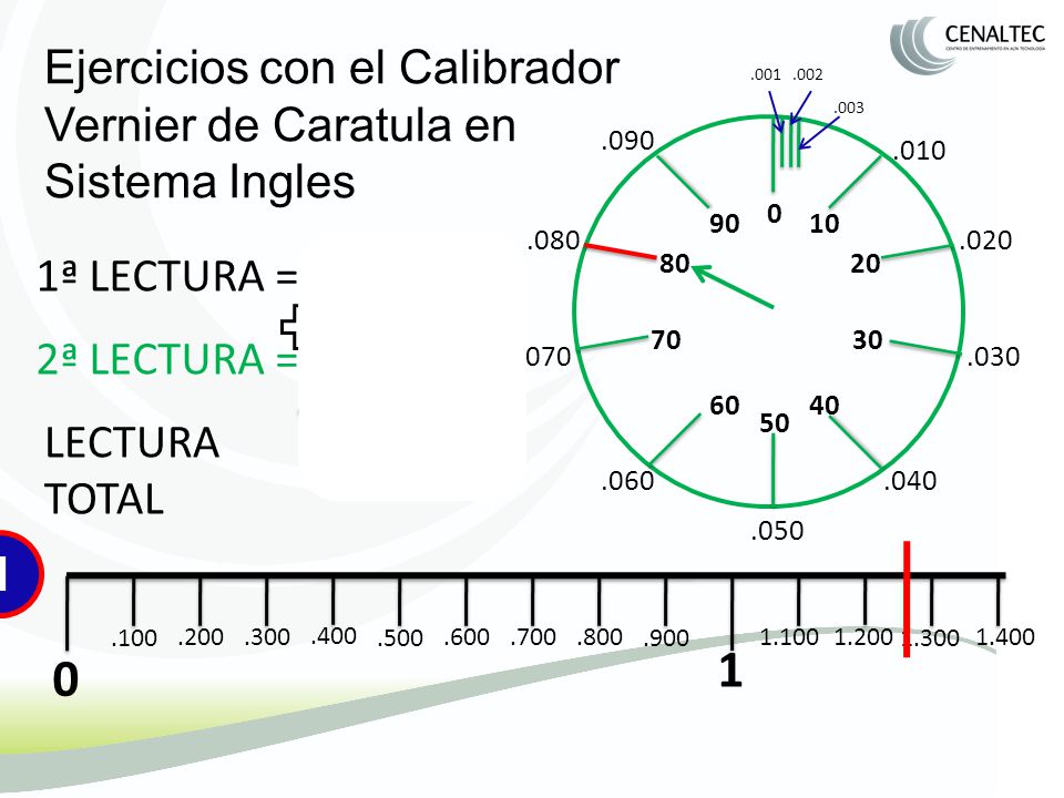 Ejercicios con el Calibrador Vernier de Caratula en Sistema Ingles