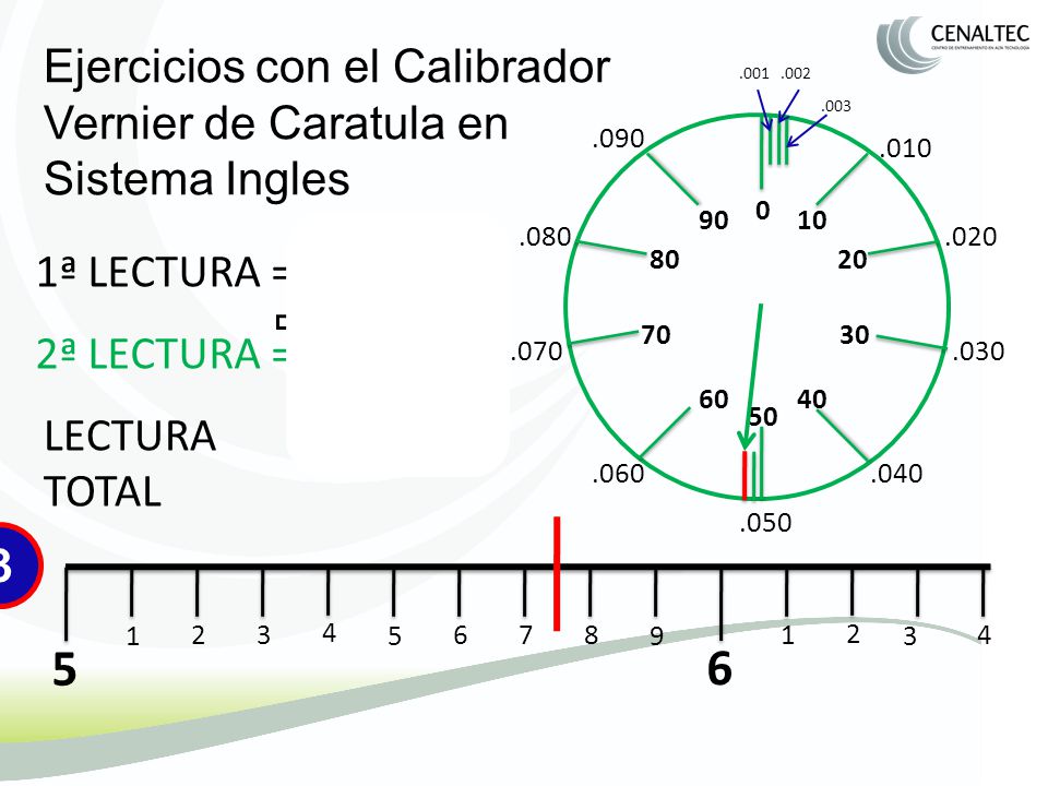 Ejercicios con el Calibrador Vernier de Caratula en Sistema Ingles