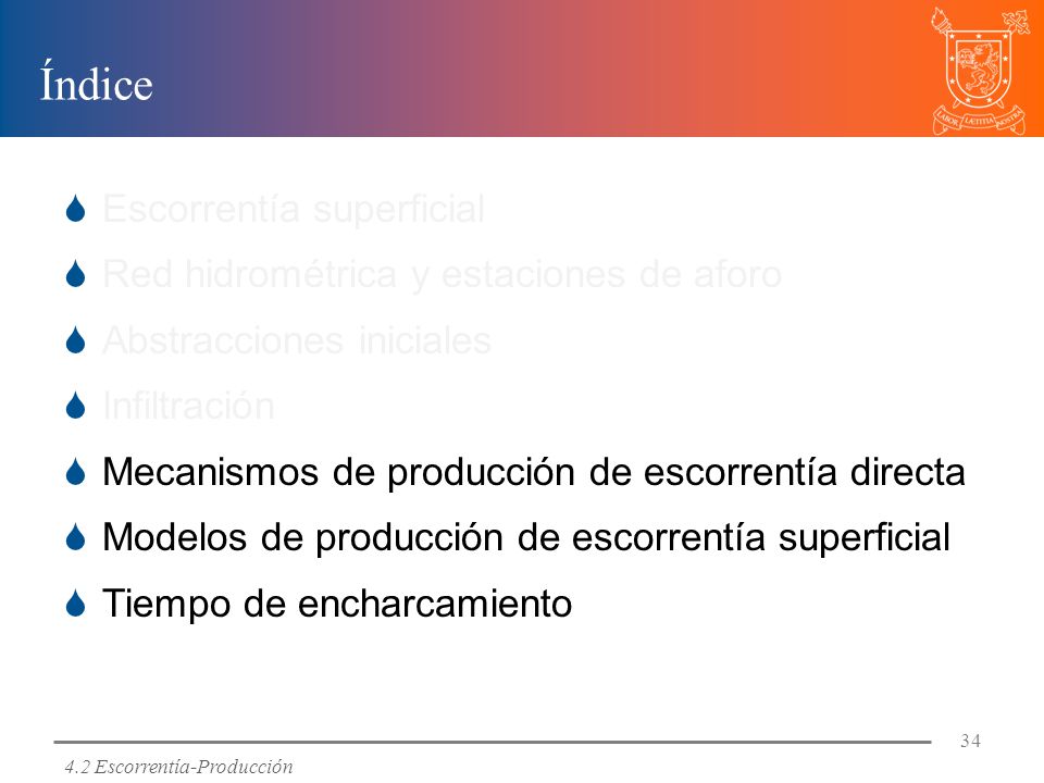 Índice Escorrentía superficial Red hidrométrica y estaciones de aforo