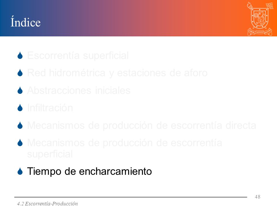 Índice Escorrentía superficial Red hidrométrica y estaciones de aforo