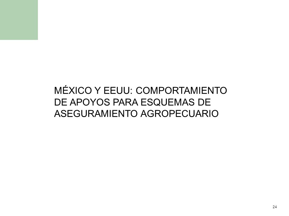 MÉXICO Y EEUU: COMPORTAMIENTO DE APOYOS PARA ESQUEMAS DE ASEGURAMIENTO AGROPECUARIO