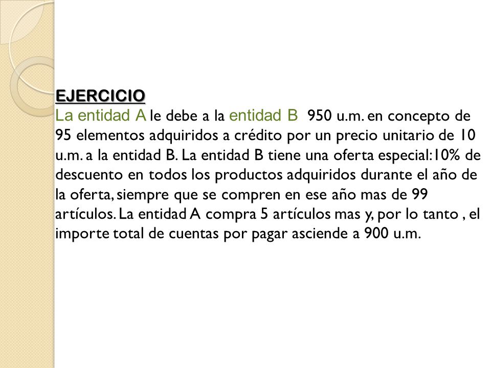 EJERCICIO La entidad A le debe a la entidad B 950 u. m