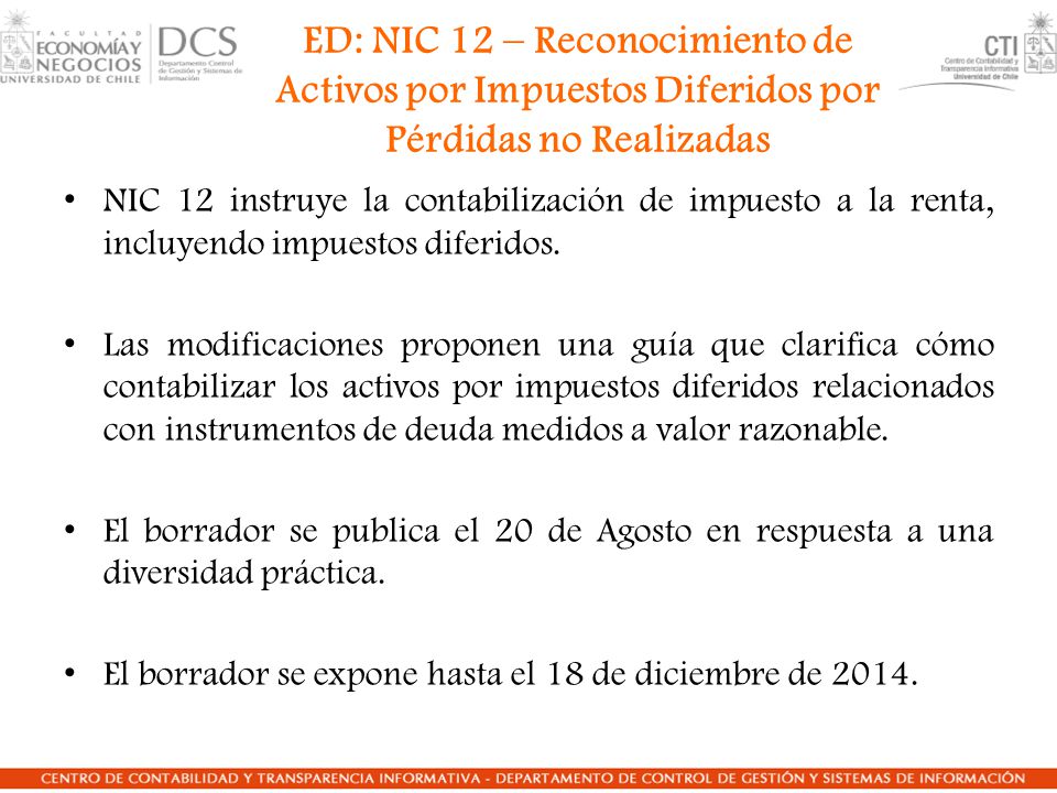 ED: NIC 12 – Reconocimiento de Activos por Impuestos Diferidos por Pérdidas no Realizadas