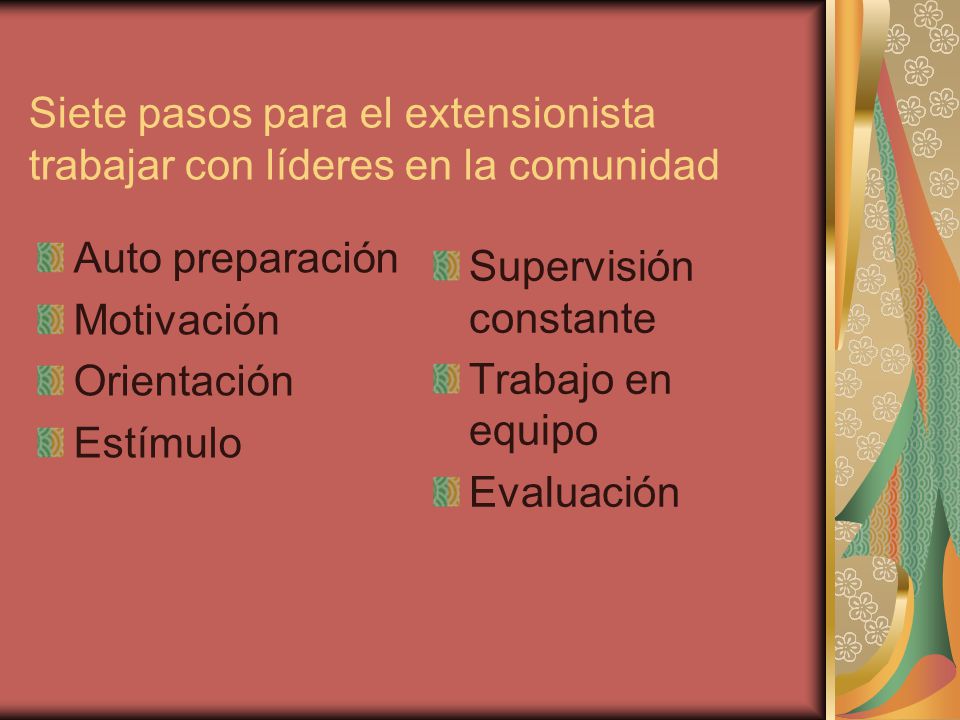 Siete pasos para el extensionista trabajar con líderes en la comunidad