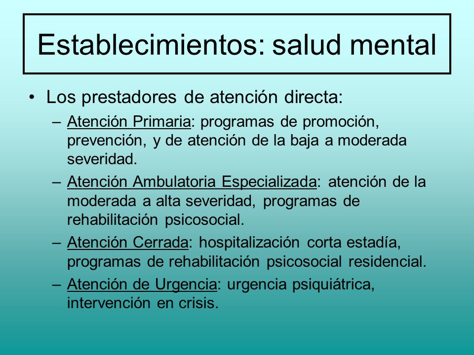 Establecimientos: salud mental