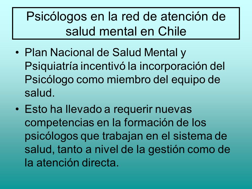 Psicólogos en la red de atención de salud mental en Chile