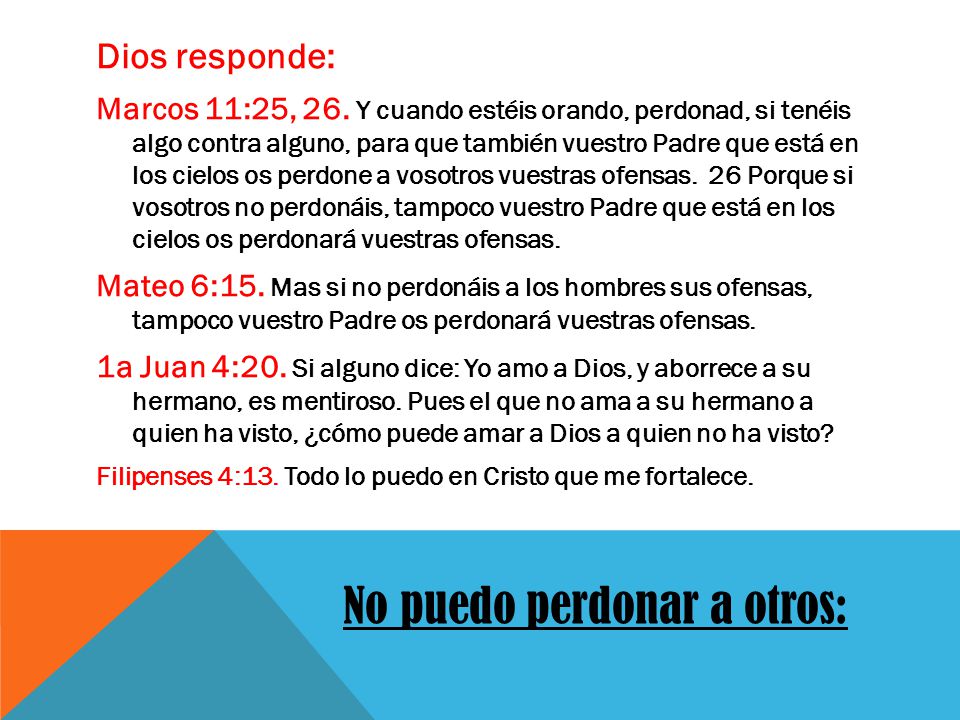 No puedo perdonar a otros:
