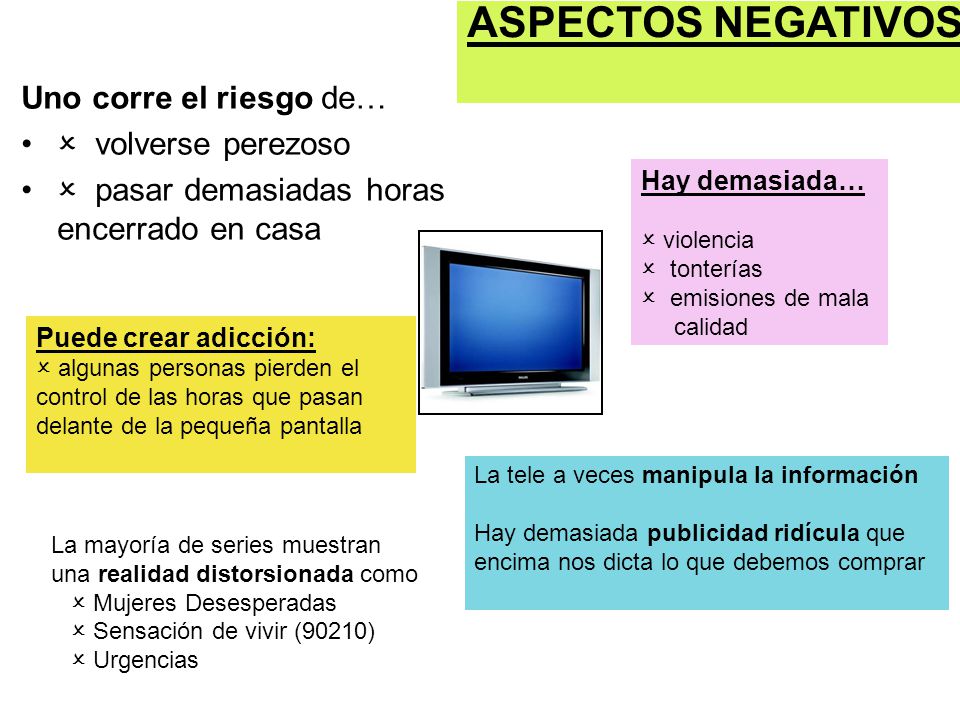 ASPECTOS NEGATIVOS Uno corre el riesgo de…  volverse perezoso