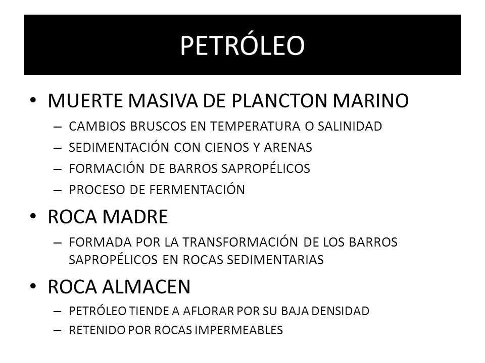 PETRÓLEO MUERTE MASIVA DE PLANCTON MARINO ROCA MADRE ROCA ALMACEN