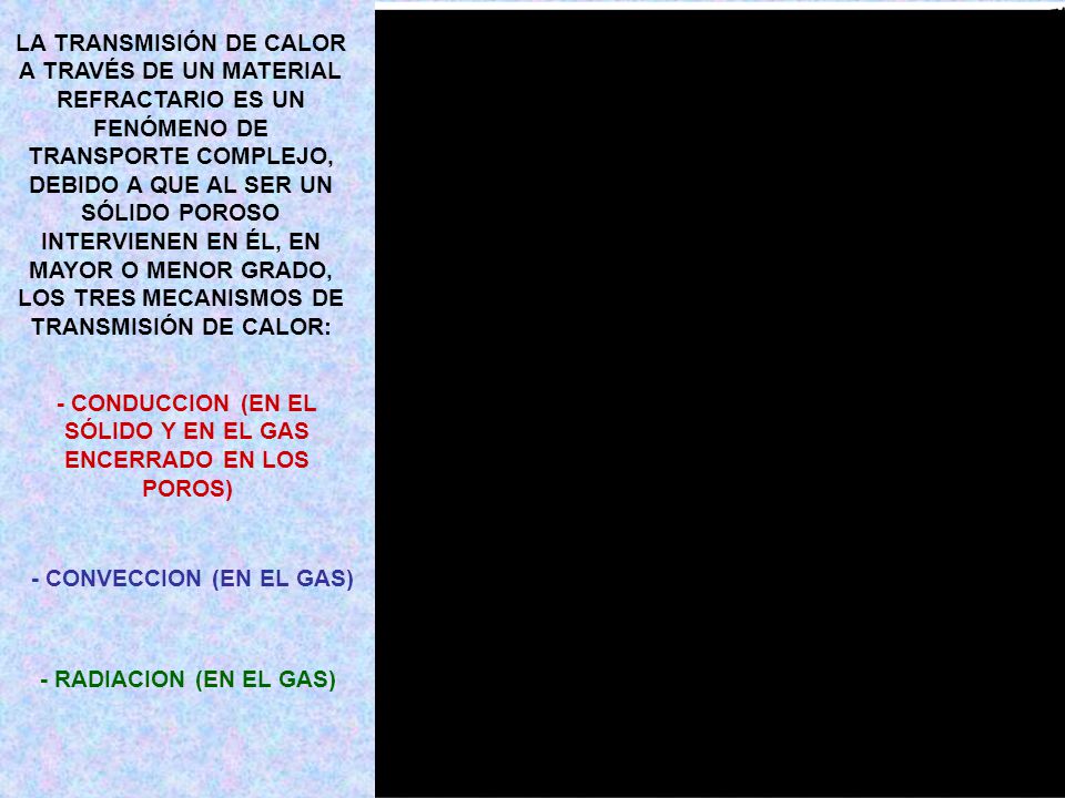 ‑ CONDUCCION (EN EL SÓLIDO Y EN EL GAS ENCERRADO EN LOS POROS)