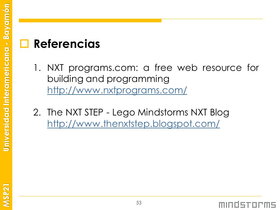 Referencias NXT programs.com: a free web resource for building and programming.