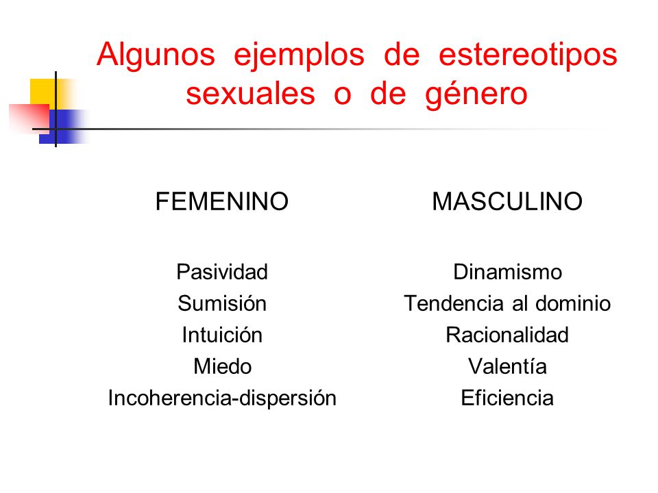 Algunos ejemplos de estereotipos sexuales o de género