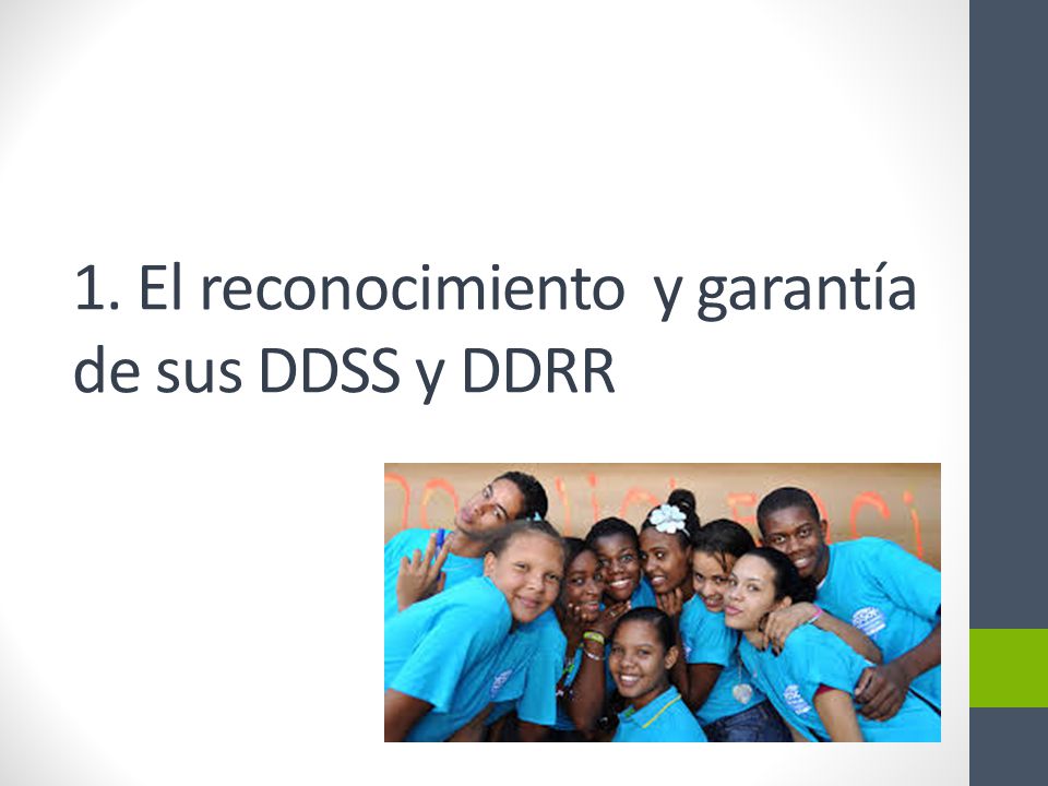1. El reconocimiento y garantía de sus DDSS y DDRR