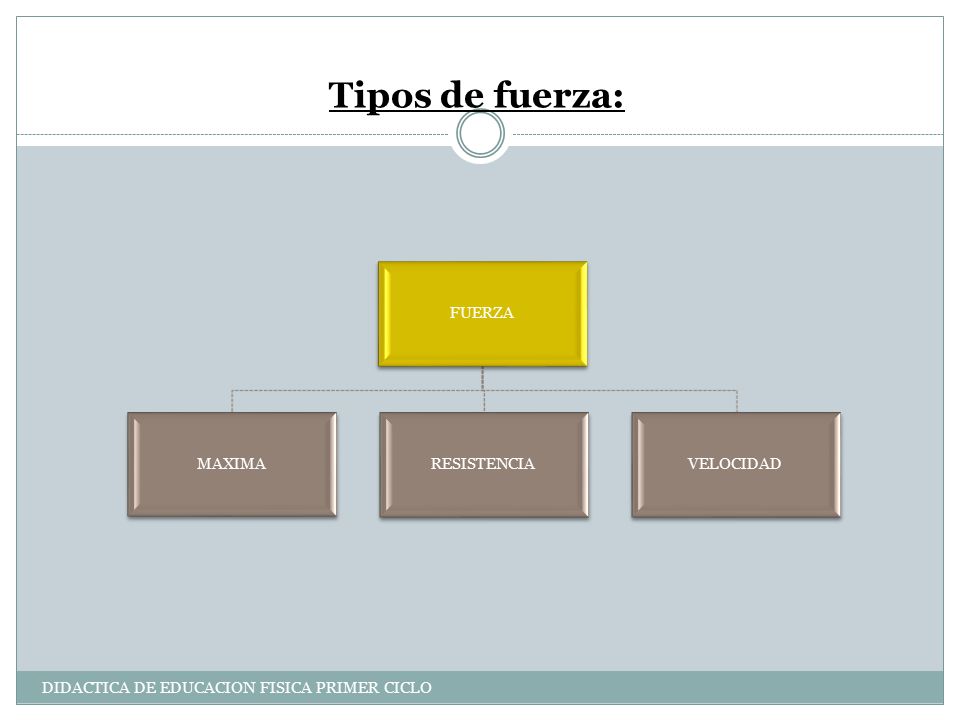 Tipos de fuerza: FUERZA MAXIMA RESISTENCIA VELOCIDAD