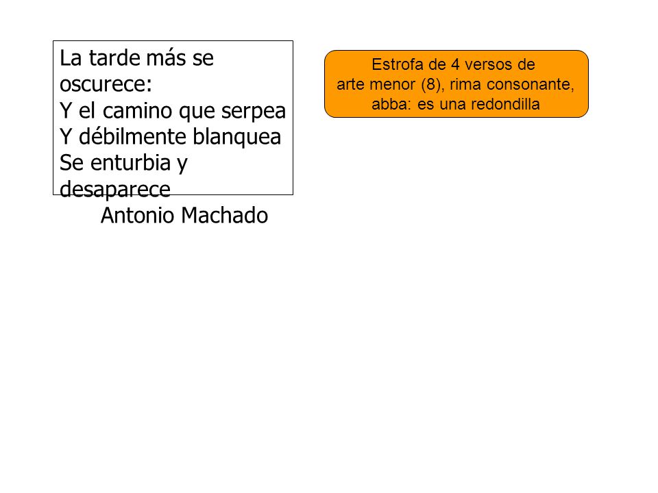La tarde más se oscurece: Y el camino que serpea Y débilmente blanquea