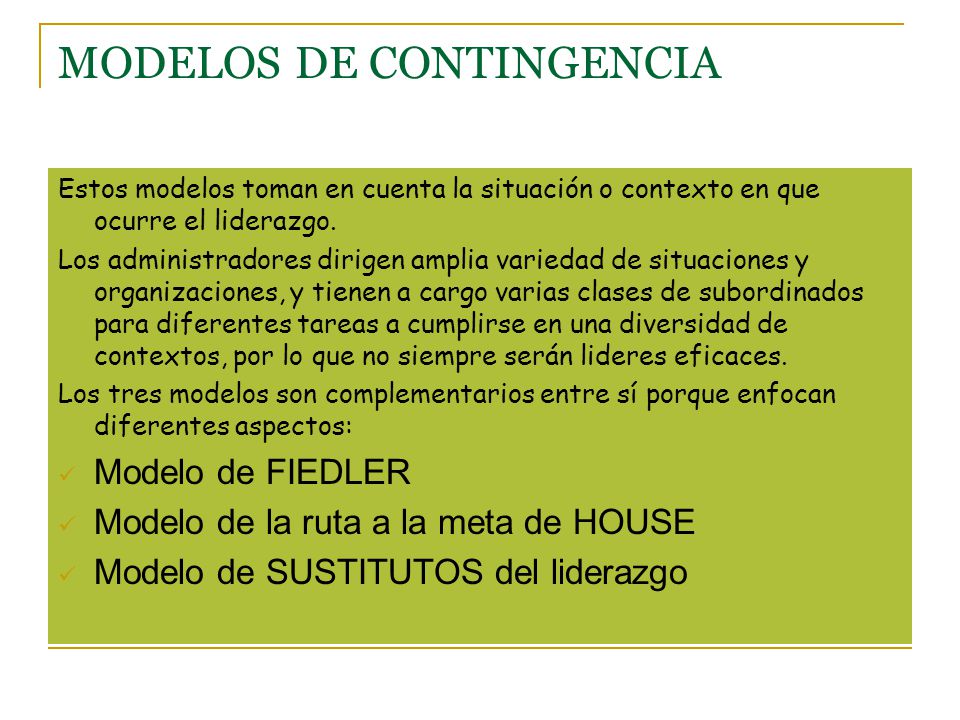 MODELOS DE CONTINGENCIA
