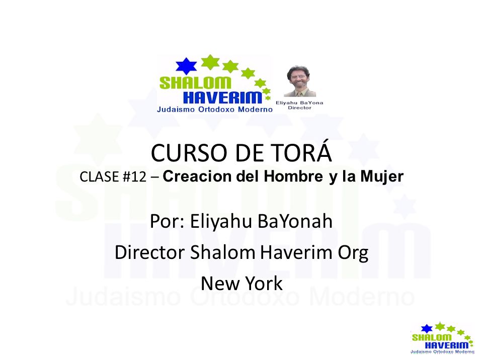 CURSO DE TORÁ Por: Eliyahu BaYonah Director Shalom Haverim Org