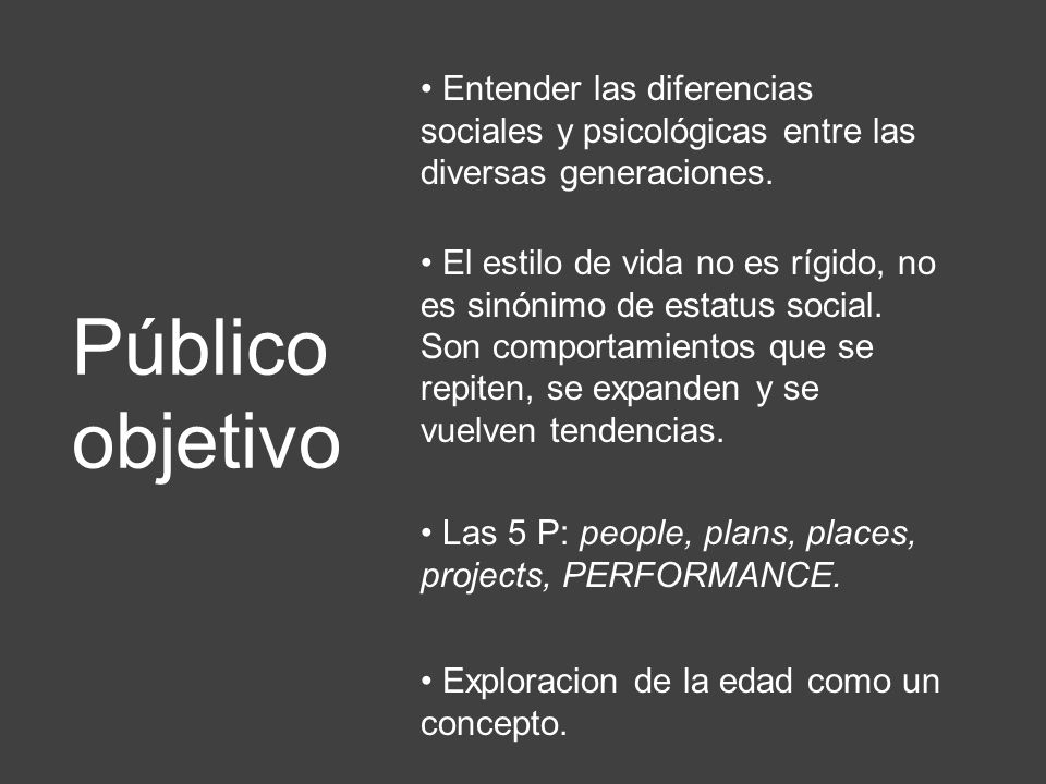 Entender las diferencias sociales y psicológicas entre las diversas generaciones.