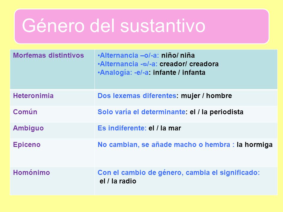 Alternancia –o/-a: niño/ niña Alternancia -ᴓ/-a: creador/ creadora