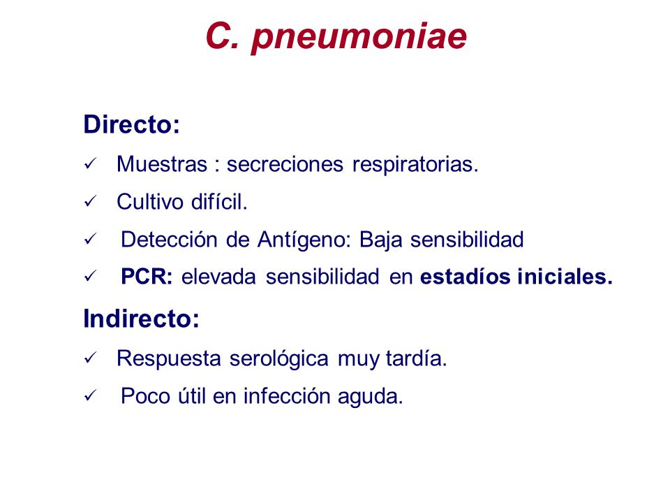 C. pneumoniae Directo: Indirecto: