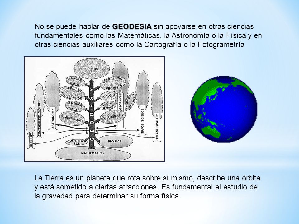 No se puede hablar de GEODESIA sin apoyarse en otras ciencias