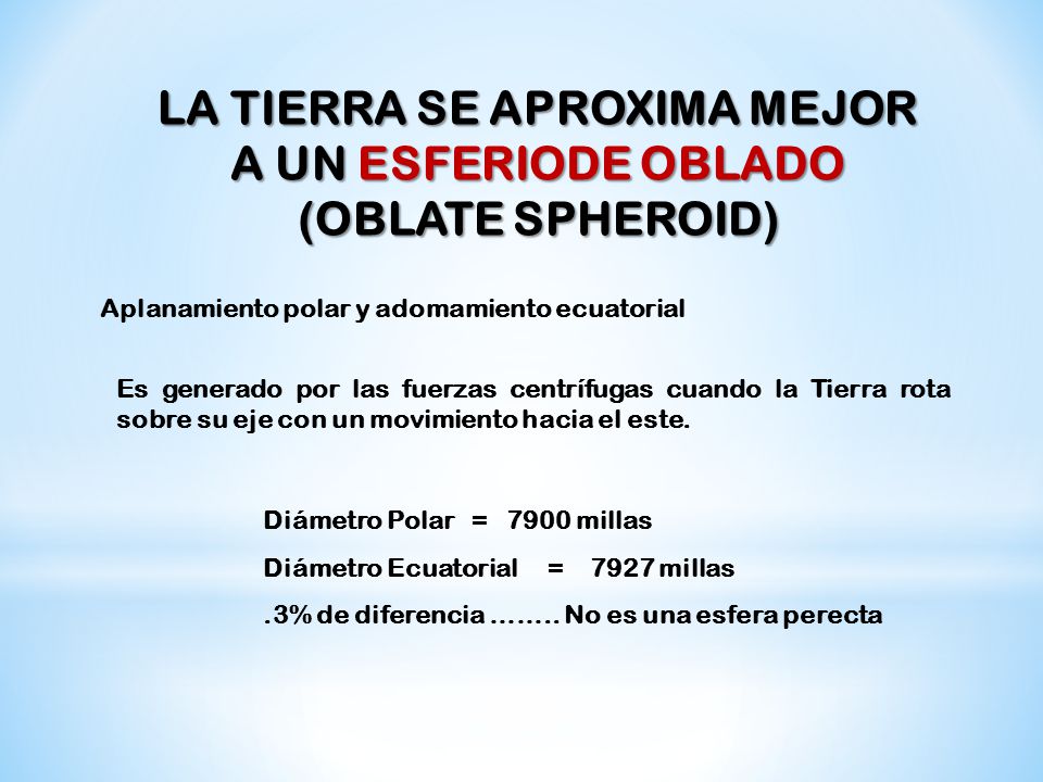 LA TIERRA SE APROXIMA MEJOR A UN ESFERIODE OBLADO (OBLATE SPHEROID)