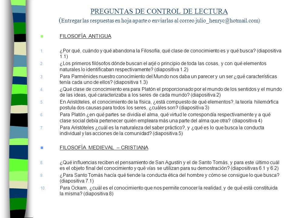 PREGUNTAS DE CONTROL DE LECTURA (Entregar las respuestas en hoja aparte o enviarlas al correo