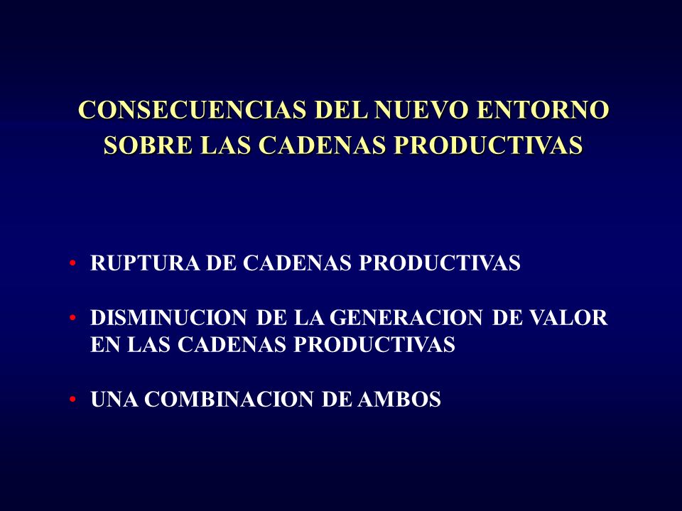 CONSECUENCIAS DEL NUEVO ENTORNO SOBRE LAS CADENAS PRODUCTIVAS