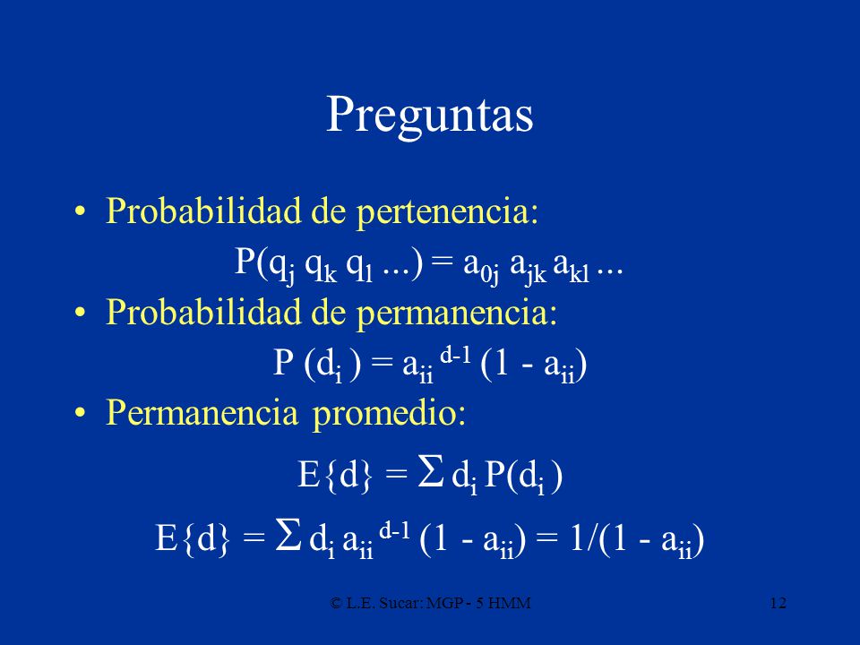 E{d} = S di aii d-1 (1 - aii) = 1/(1 - aii)